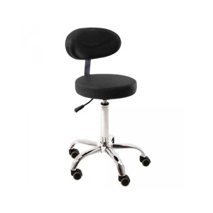 Taburete negro cojín plano con respaldo - 37,5 cm