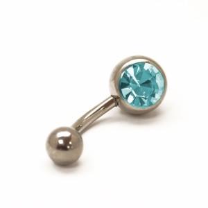 Titanium navel with a stone