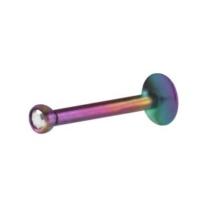 Rainbow anodized madonna labret with colored stone