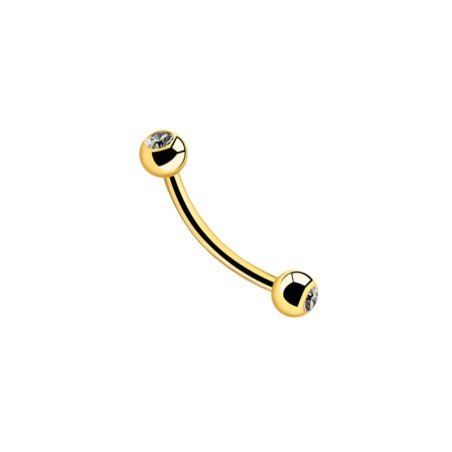 Banana with double stone Gold plated 1.2mm