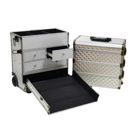 Tattoo suitcase with silver drawers