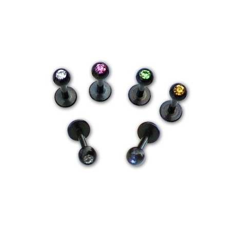 Labret Black line con piedra