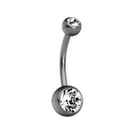 Titanium navel in colors with double white stone