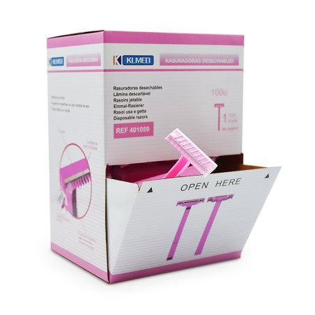 Pink razor with one blade and comb - 100 units