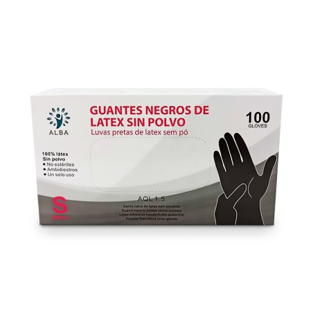 Guantes de látex negro KLMED sin polvo
