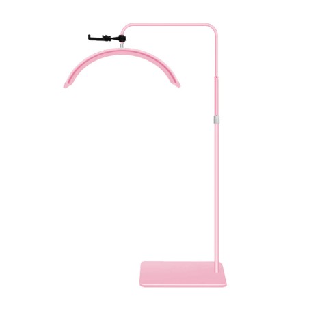 Lámpara led rosa de pie con forma de media luna