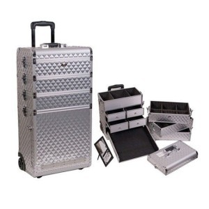 Tattoo suitcase with silver drawers